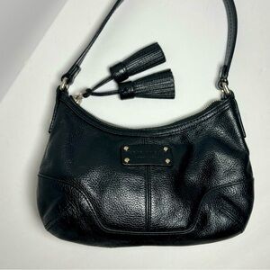 Black Leather Kate Spade Shoulder Bag with Tassels